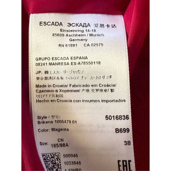 Escada Angora 98%Virgin Wool Pink Blazer Jacket Sz 38 Made In Croatia - Picture 14 of 16